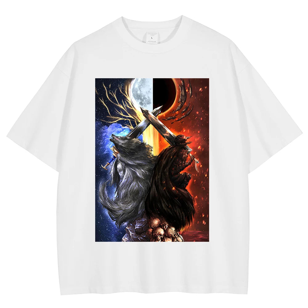 Berserk Eclipse Wolf Black Swordsman Retro T-Shirt Vintage