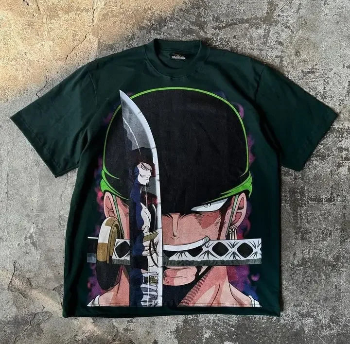 One Piece Zoro Vintage Anime Graphic Tee Oversized T-Shirt