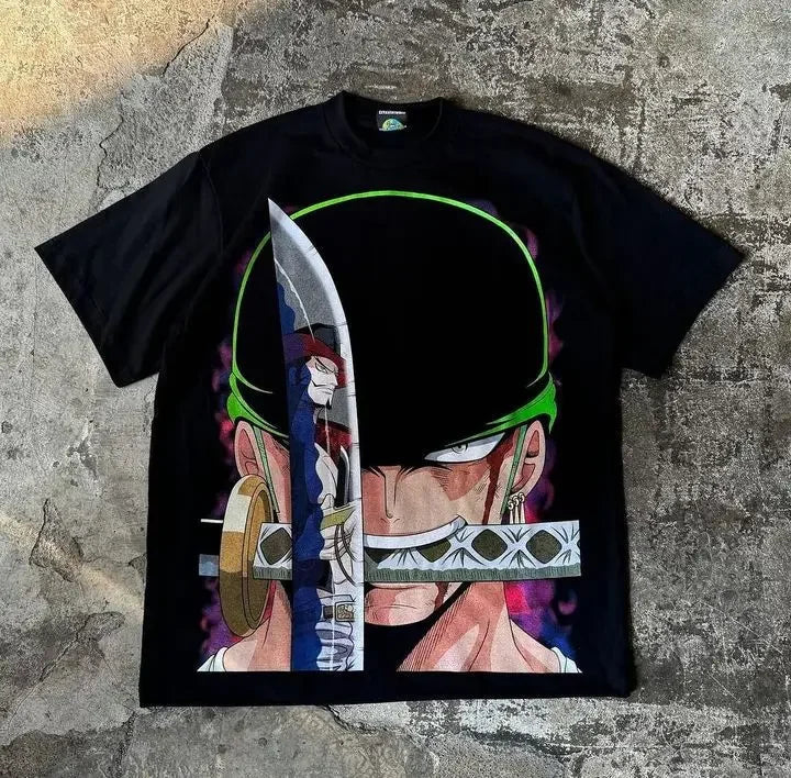 One Piece Zoro Vintage Anime Graphic Tee Oversized T-Shirt