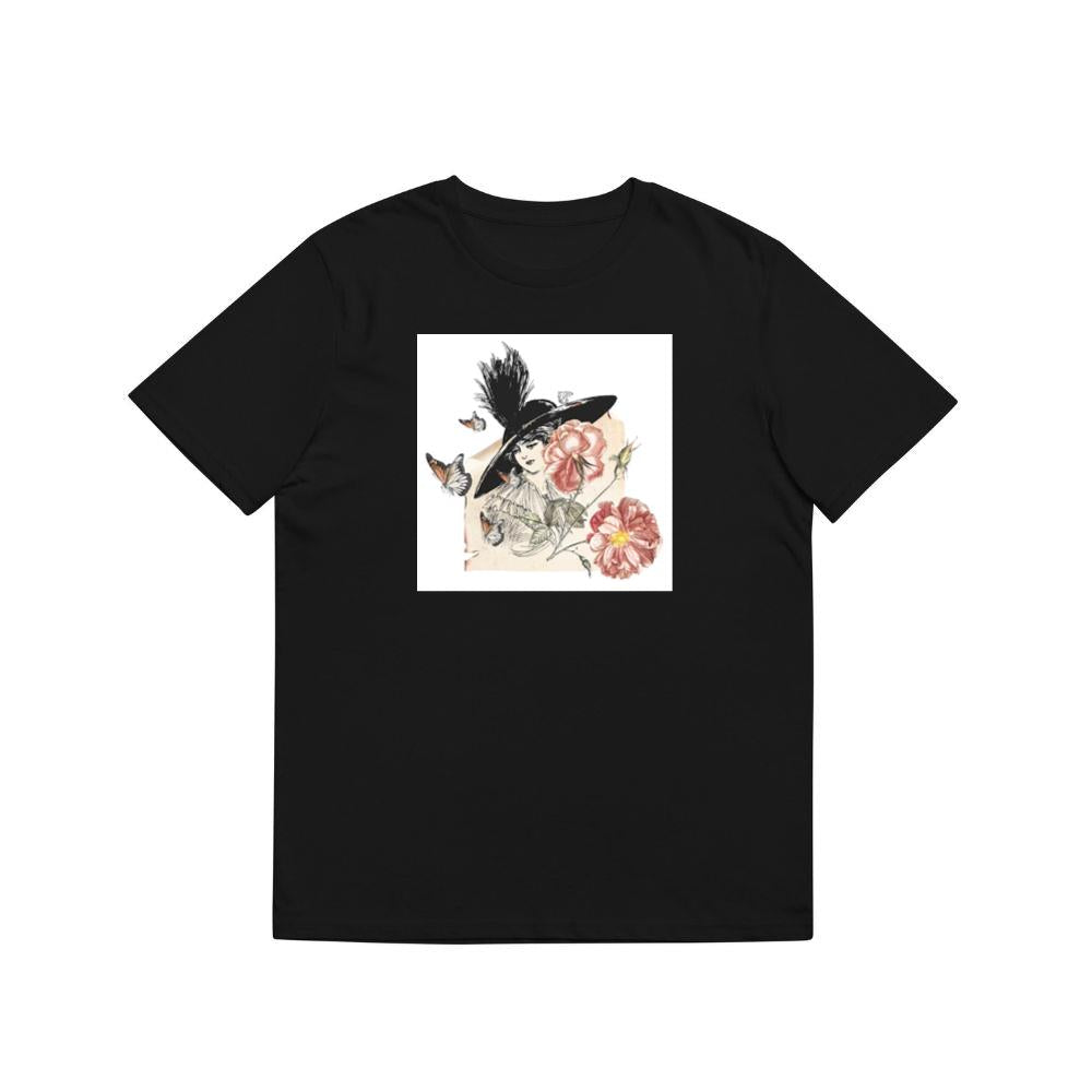 Vintage Woman with Hat, Flowers, and Butterflies T-Shirts